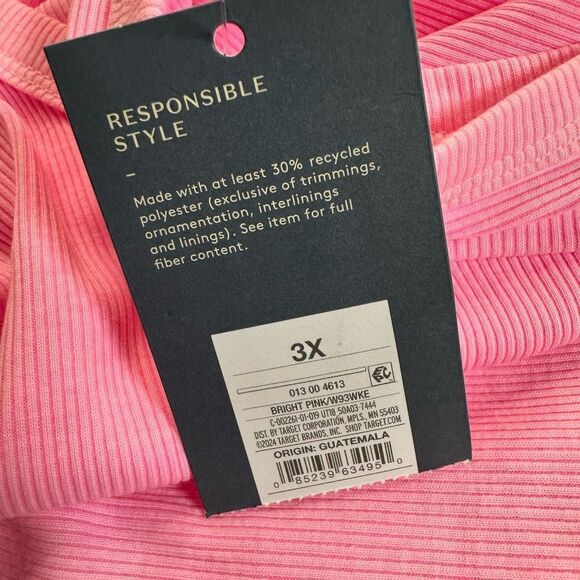 NWT Universal Thread Plus Size Pink Ribbed Tank Top Layering Piece - Size 3XL - Picture 4 of 5